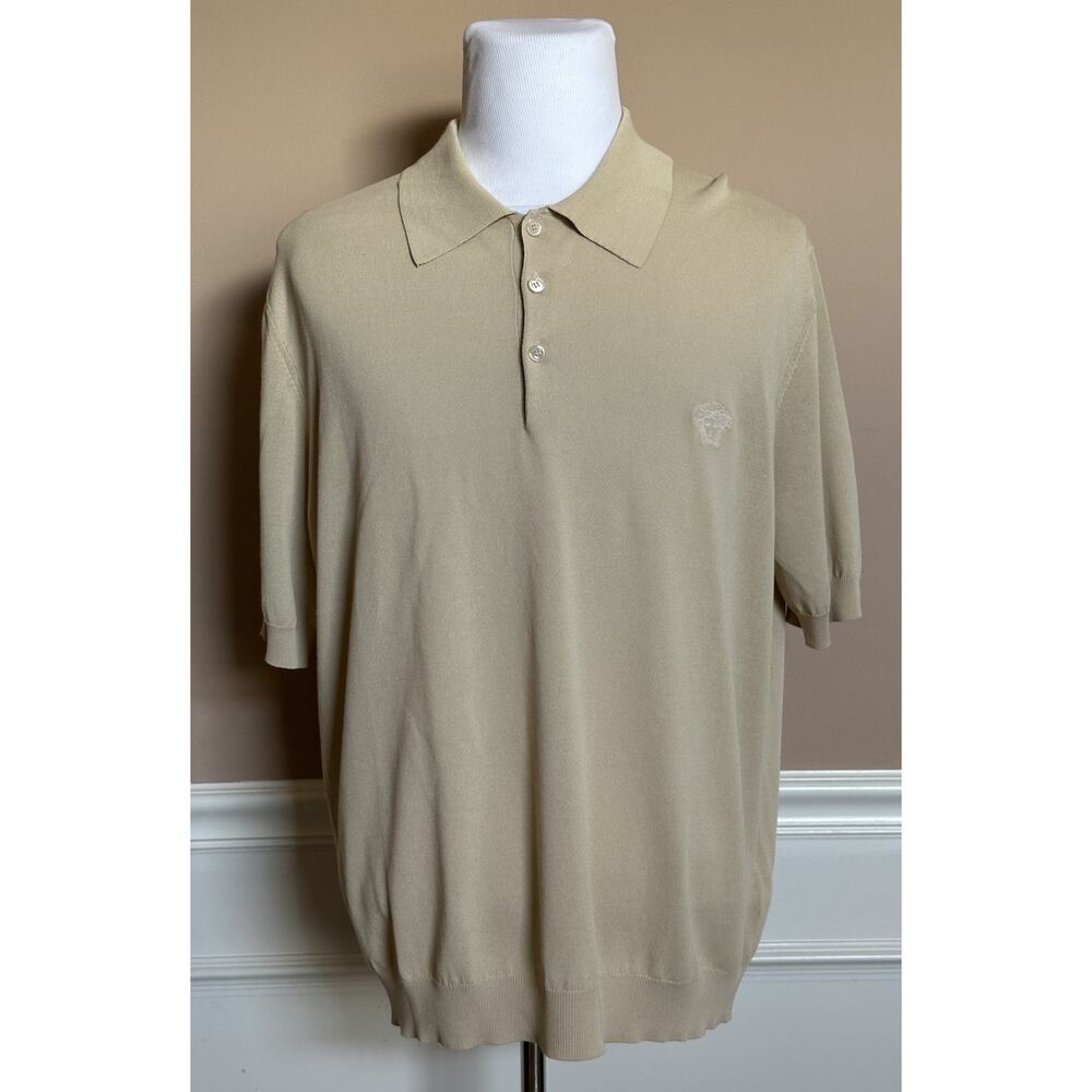 Versace Medusa Lightweight Light Sand Knit Short Sleeve Sweater 48 US 1019330